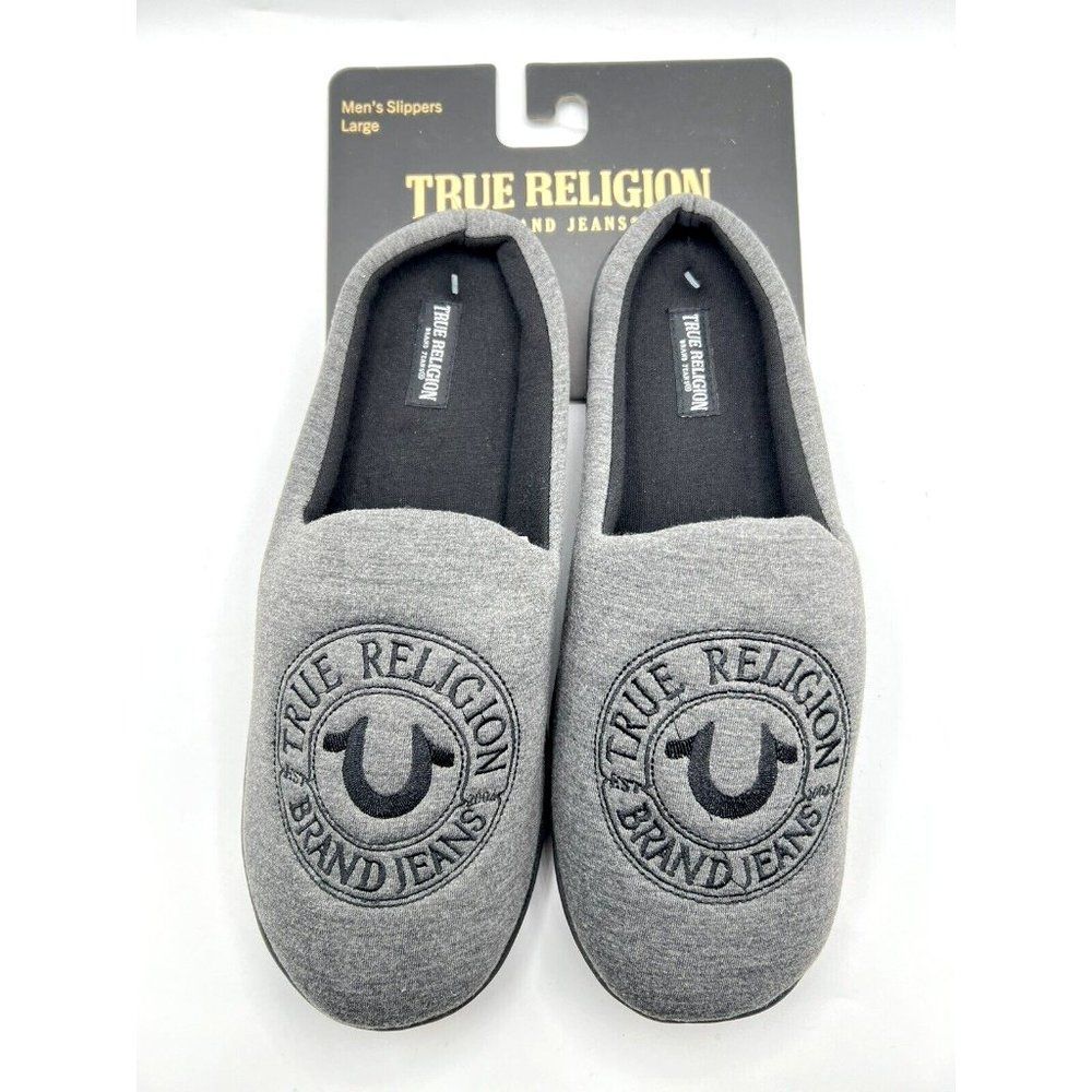 True Religion Lounge Ware Gray Slippers Warm Indoor Outdoor Men's Size 9 - 13